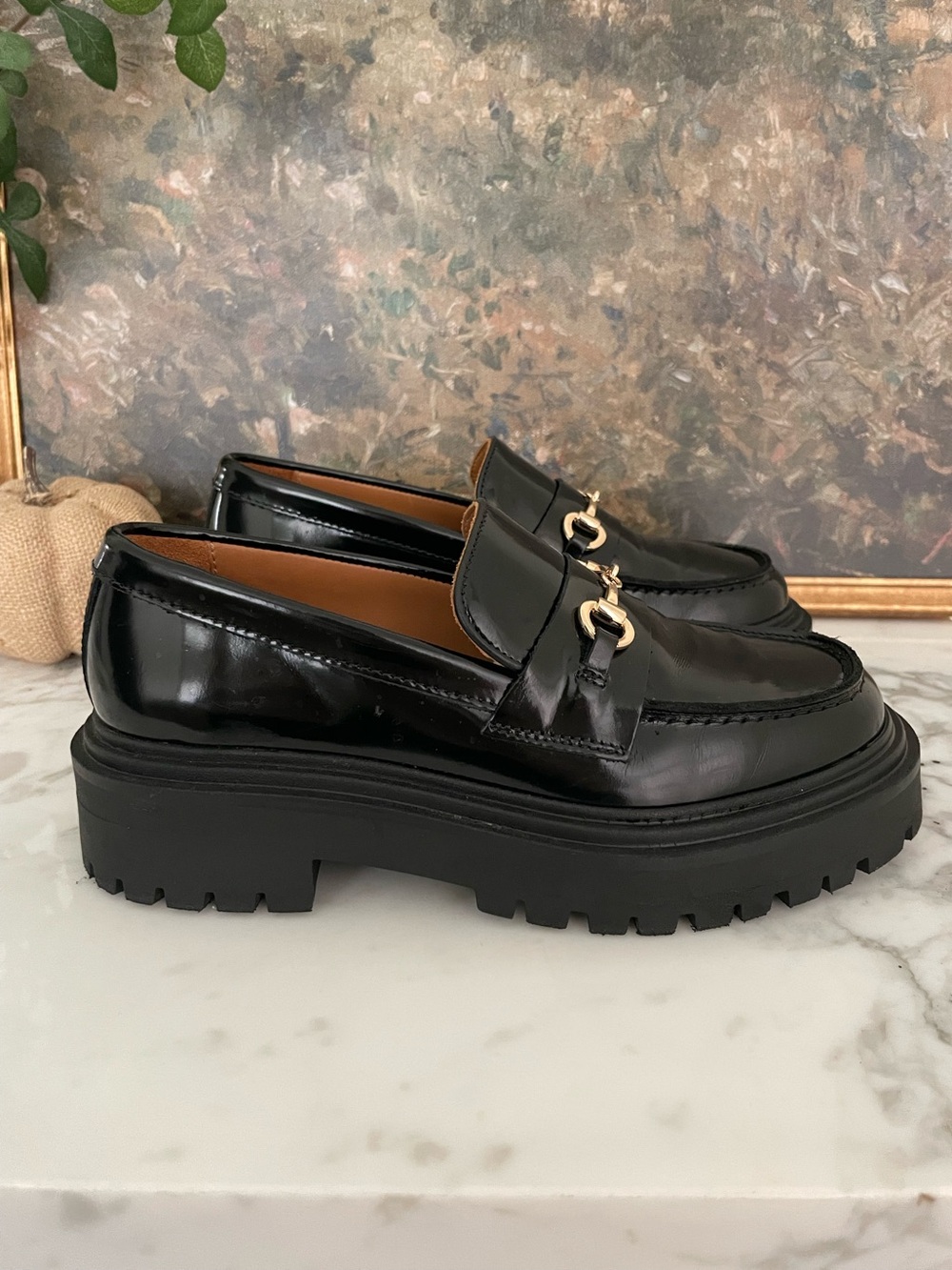 Thursday Boot Company Chunky Platform Penny Loafers Size 7 Black Leather